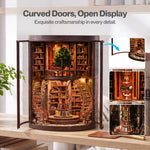 Book Nook Kit For Adults Library Diorama With Led, Shelf Decor, Walnut