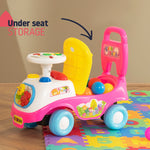 Baby Ride On Push Along Car With Steering Wheel And Horn | Pink