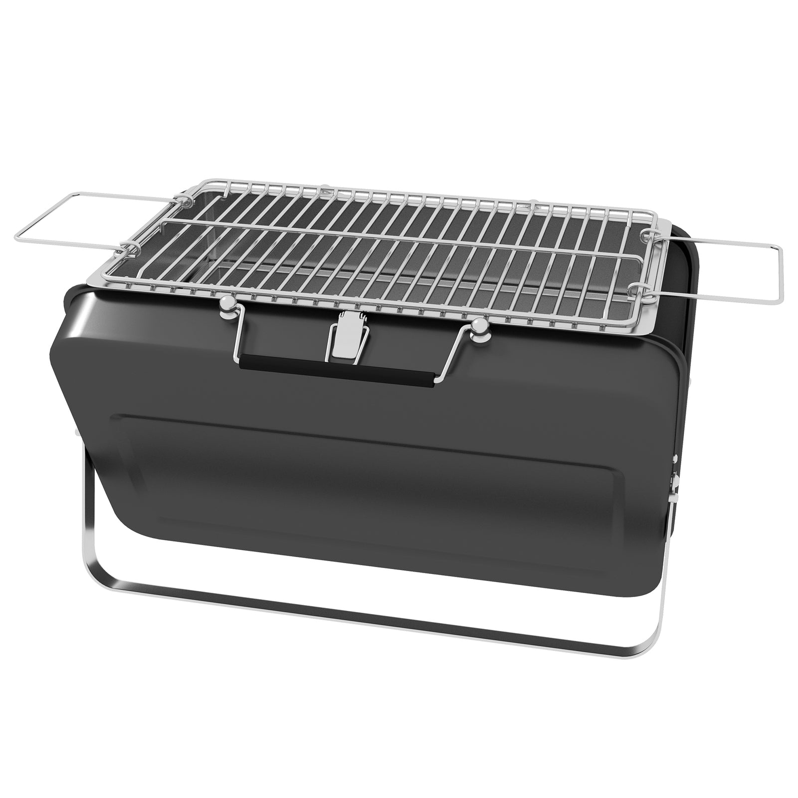Charcoal Bbq, Portable Trolley, W/ Lid, Chimney