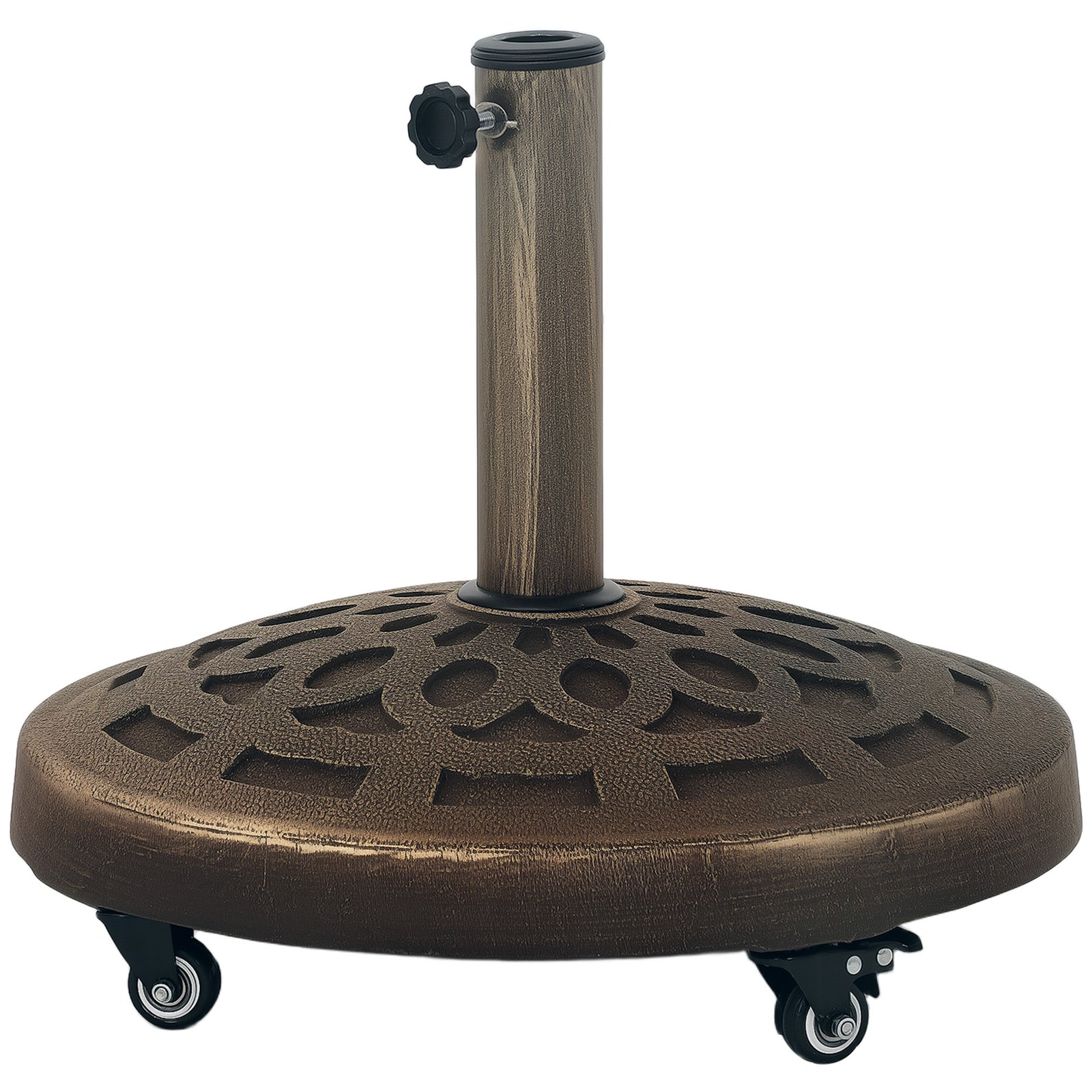 Outsunny 21kg Resin Garden Parasol Base Umbrella Stand With Wheels
