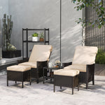 5 Pcs Rattan Garden Furniture Set W/ Cushions | Khaki