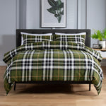 Fergus Check Printed Brushed 100% Cotton Bedlinen Duvet Set | King | Green