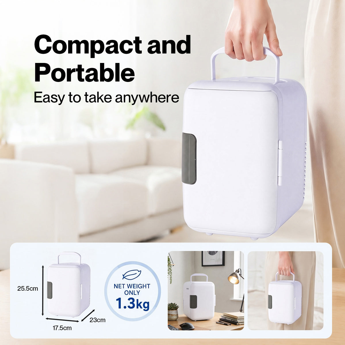 Spector Mini Fridge Portable Fridge, Cooler And Warmer, White