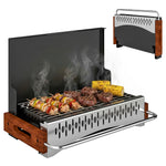 Outsunny Charcoal Bbq Grill Folding Barbecue Grill For Camping Black