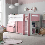 Lacy Storage Mid Sleeper Bed | Single | Pink