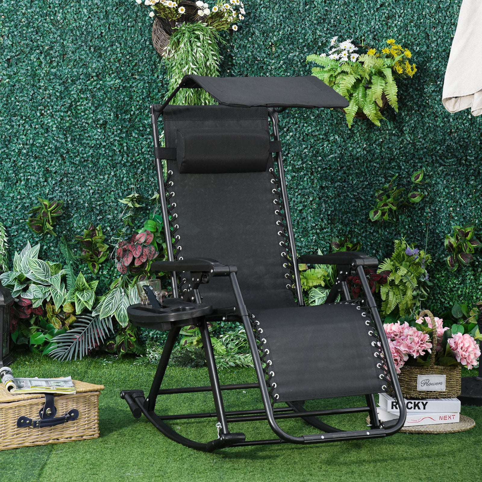 Folding Recliner Rocker Zero-gravity Seat | Black