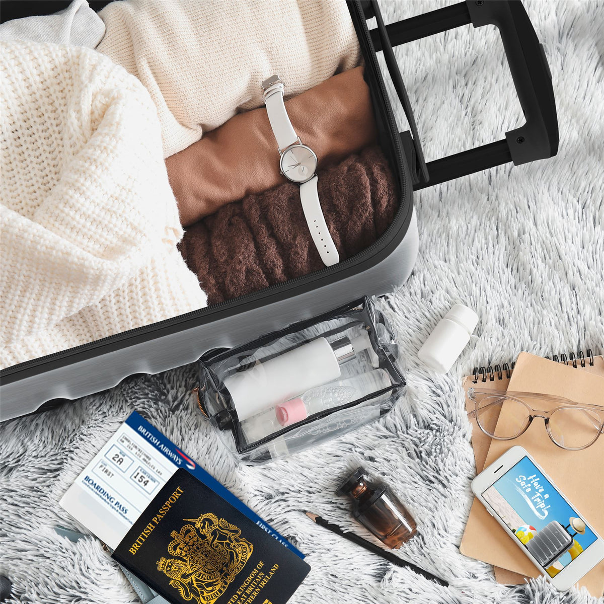 Set Of 3 Hard Shell Suitcase Cabin & Check In Cases With Tsa Lock - Overhead Cabin With Medium & Large Check-in Bag | Set of 3 | Steel