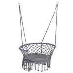 Hanging Chair With Support Backrest, Macrame