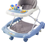 Adjustable Baby Walker, Foldable Walker, Multifunctional Baby Walker, Feeding Tray, Interactive Music, Toys, Wheel Safety Breaks | Blue