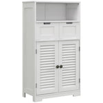 Free Standing Bathroom Storage Cabinet With Louvred Doors | One Size | White