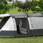 Tunnel Tent With Bedroom, Living Room And Porch For 3-4 Man | Green