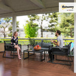 4 Pieces Rattan Garden Furniture Set For 4 Person, Charcoal