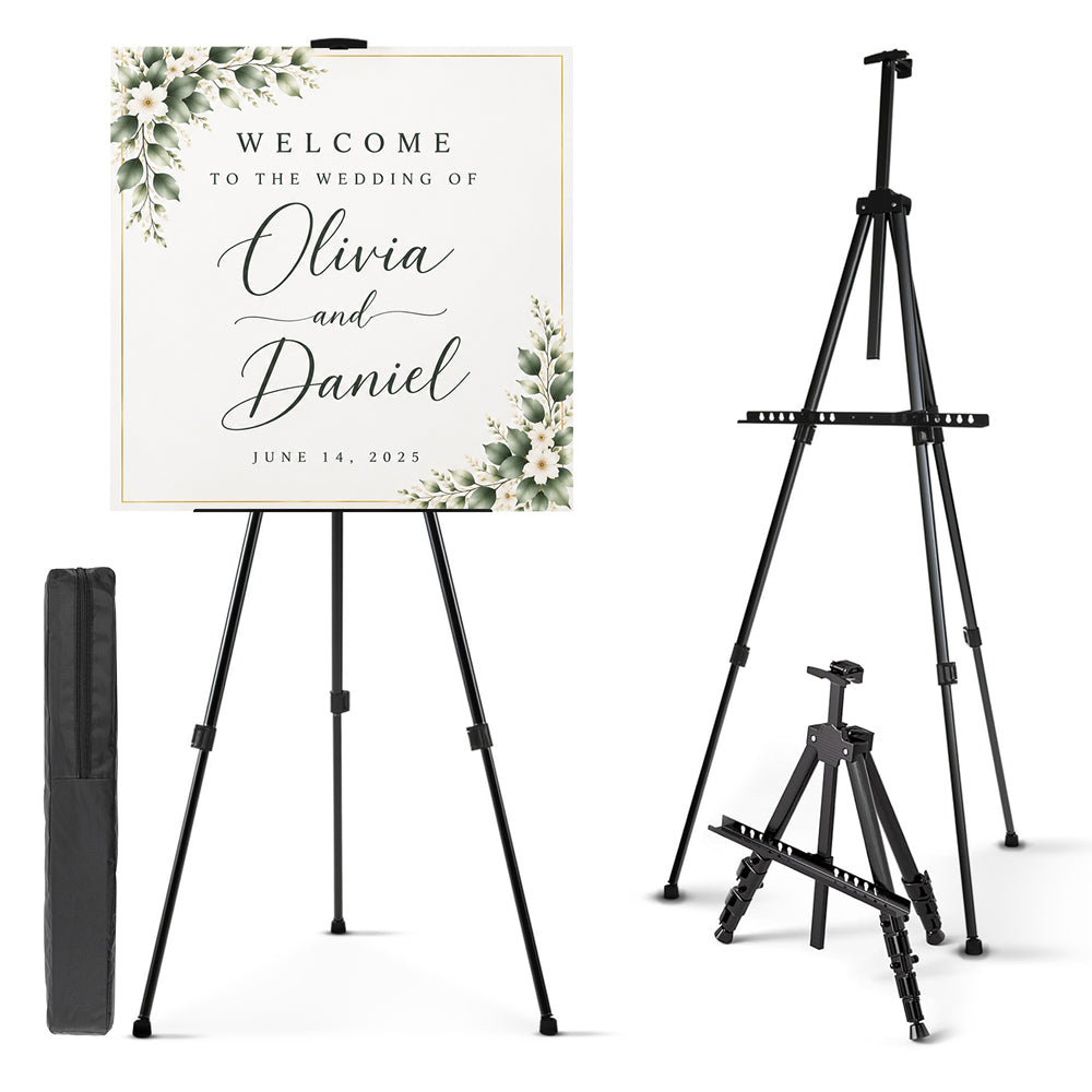 Telescopic Artist Easel Adjustable Painting Tripod With Carry Bag Black