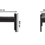 Gridline Bench, Upholestered Rich Black Leather, Black