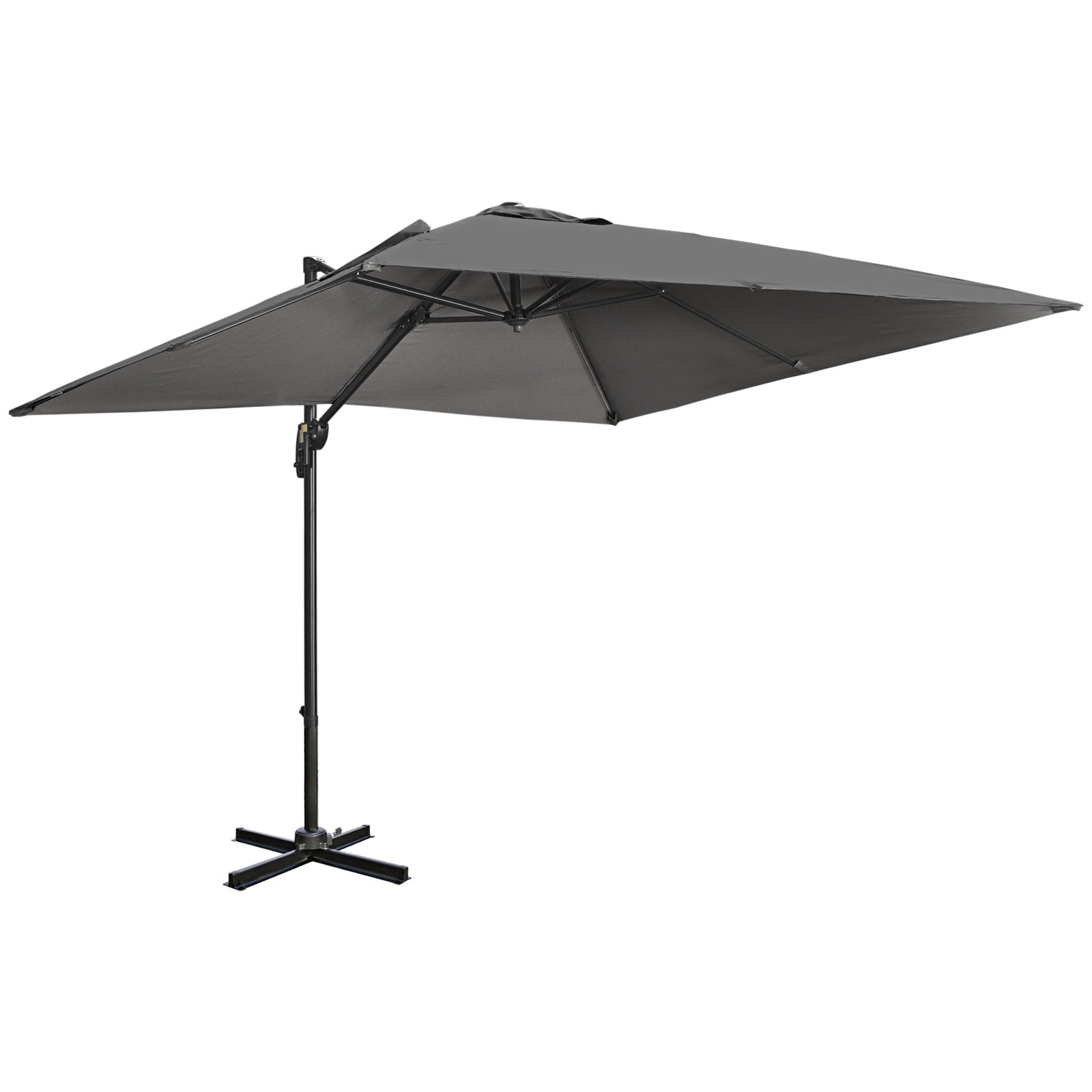 2.7x2.7m Cantilever Parasol W/ 360° Crank Handle Tilt | Dark Gray