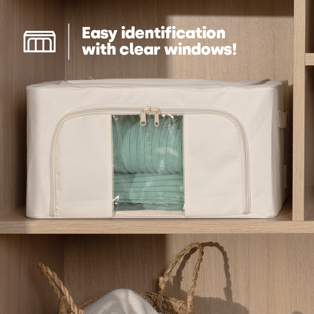 Livivo Foldable Storage Bags 3 Pack Xl - Clear Window Steel Frame