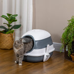 Foldable Cat Litter Tray W/ Lid, Deodorant, Scoop | White