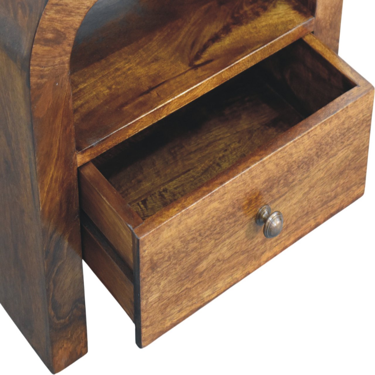 Solid Wood Darcy Chestnut Nightstand, 1 Drawer And Open Shelf, Dark Brown | Dark Brown