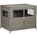 PawHut Pawhut Wicker Dog Cage Crate W/ Cushion For Medium Large Dogs, 85 X 61 X 70 Cm