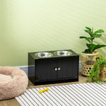 Raised Dog Bowls For Large Dogs Feeding Station W/ Stand, Storage | Black