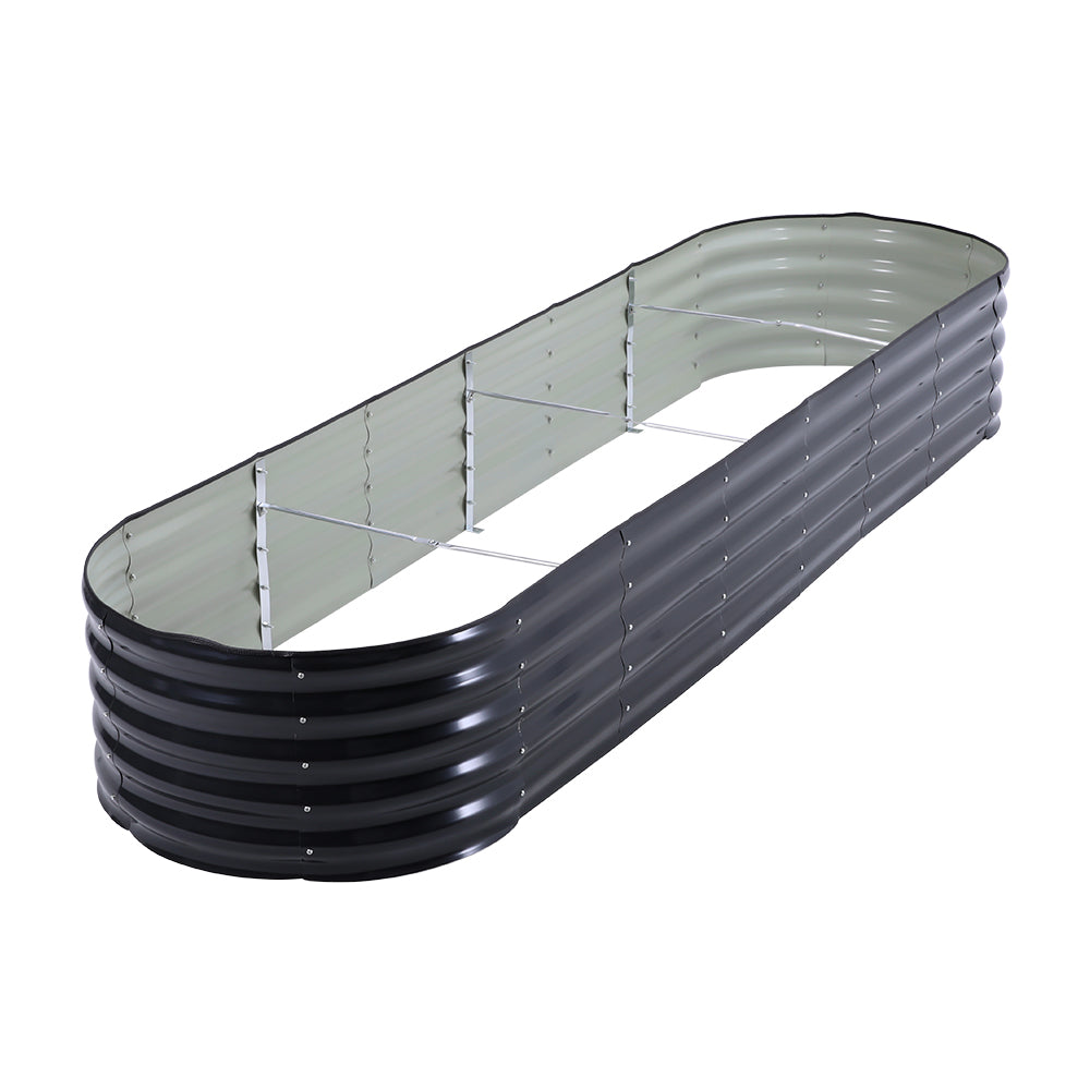 160/240/320cm W X 80cm D X 42cm H Galvanised Raised Garden Bed, Metal Elevated Planter Box With Safety Edging & Ground Stakes | Large | Anthracite