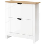 12-shoe Storage Cabinet 4 Shelves 2 Drawers Tabletop | White