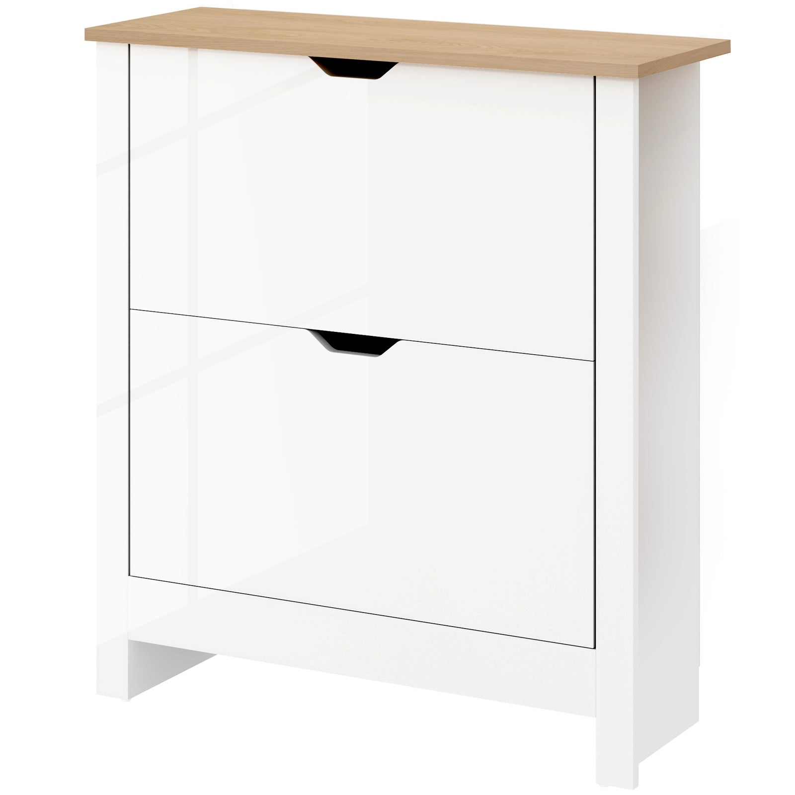 12-shoe Storage Cabinet 4 Shelves 2 Drawers Tabletop | White