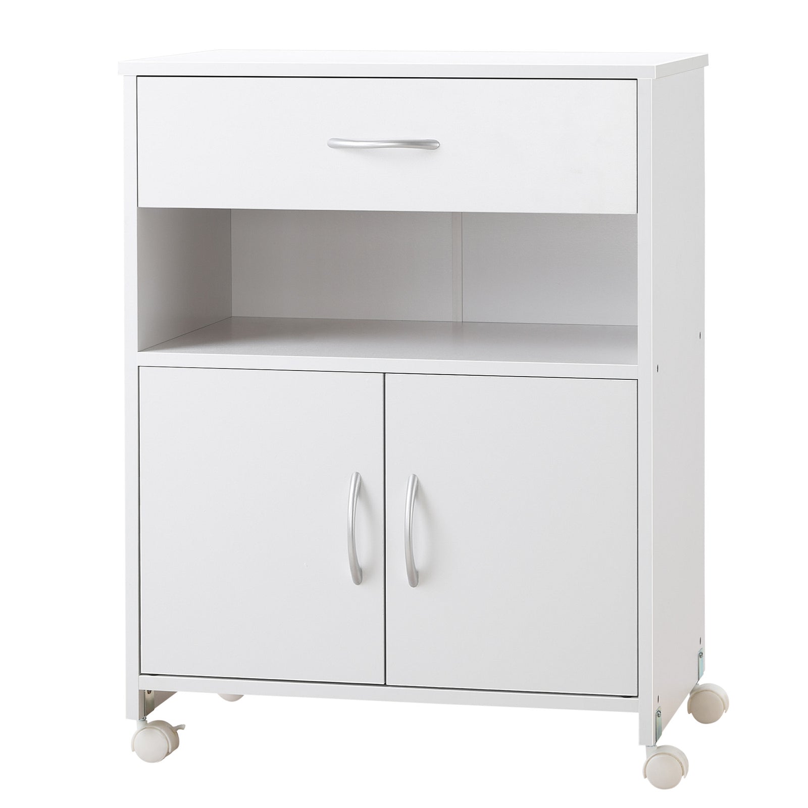 Mobile Printer Stand W/ Storage Shelf Universal Wheels | One Size | White