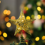 Decorative Star Sequins Christmas Tree Topper With Led Lights | Gold