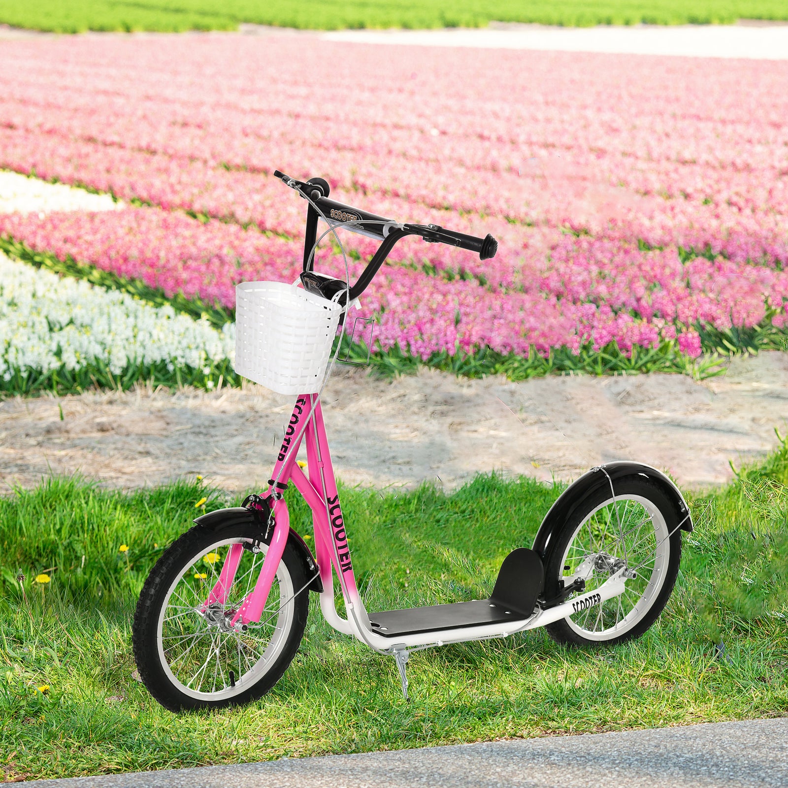 Kids Kick Scooter Teen Ride On Adjustable Children Scooter With Brakes | Pink
