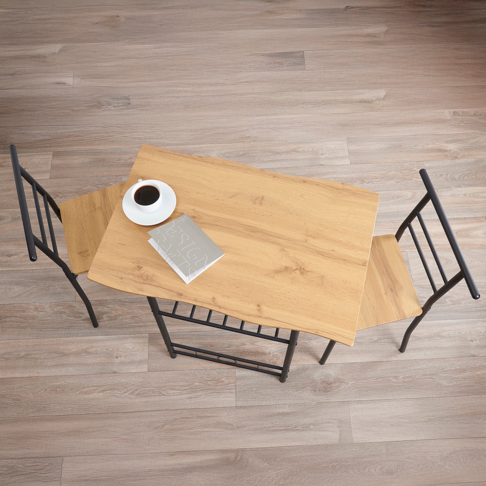 Live Edge Compact Dining Set, Table & 2 Chairs, W80 X D53cm | Black