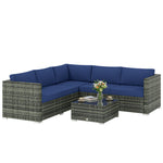 4 Pieces Rattan Garden Furniture Sofa Set With Coffee Table | Blue