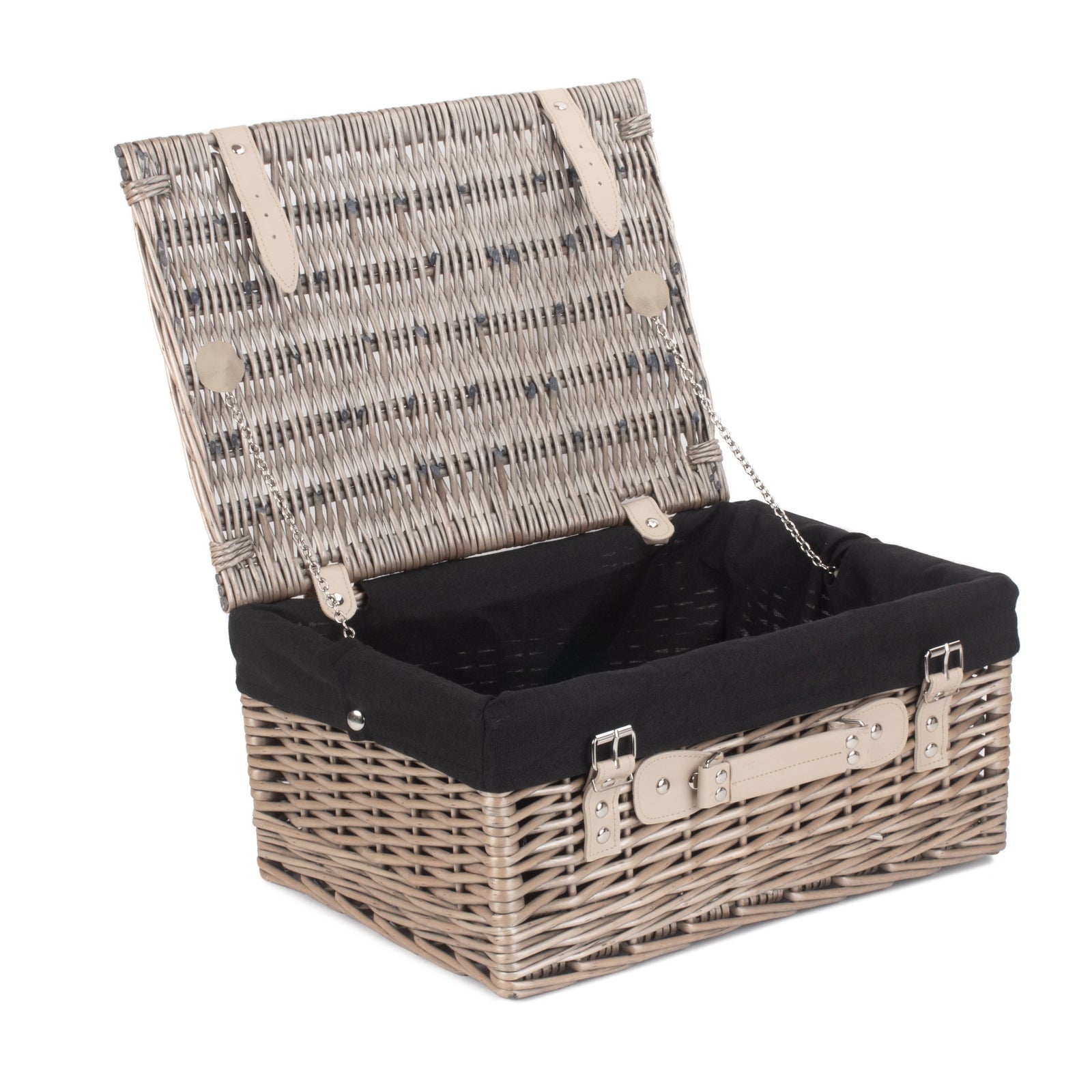 Wicker 40cm Antique Wash Picnic Basket | Black