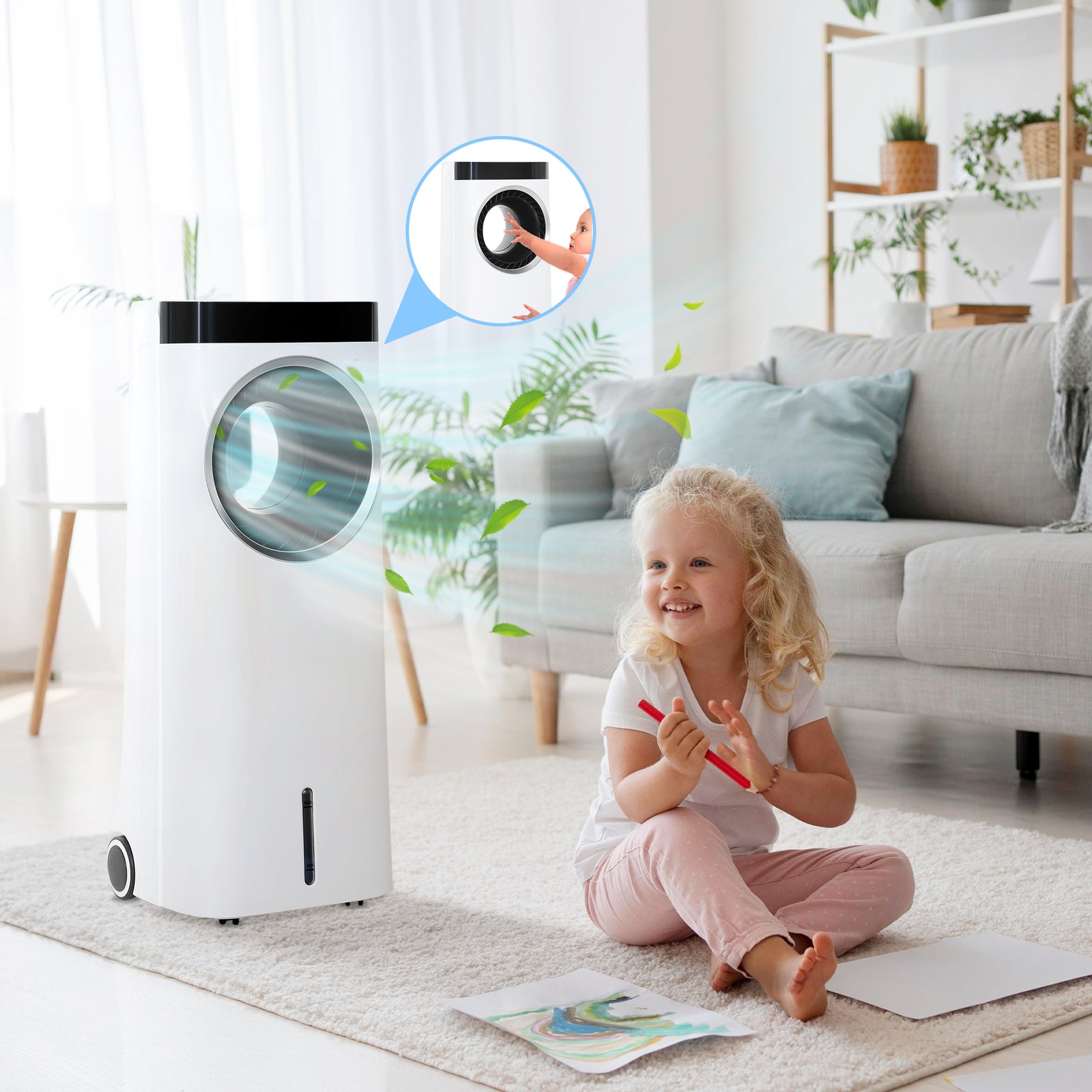 Bladeless Evaporative Air Cooler, 6.5l Fan, Humidifier