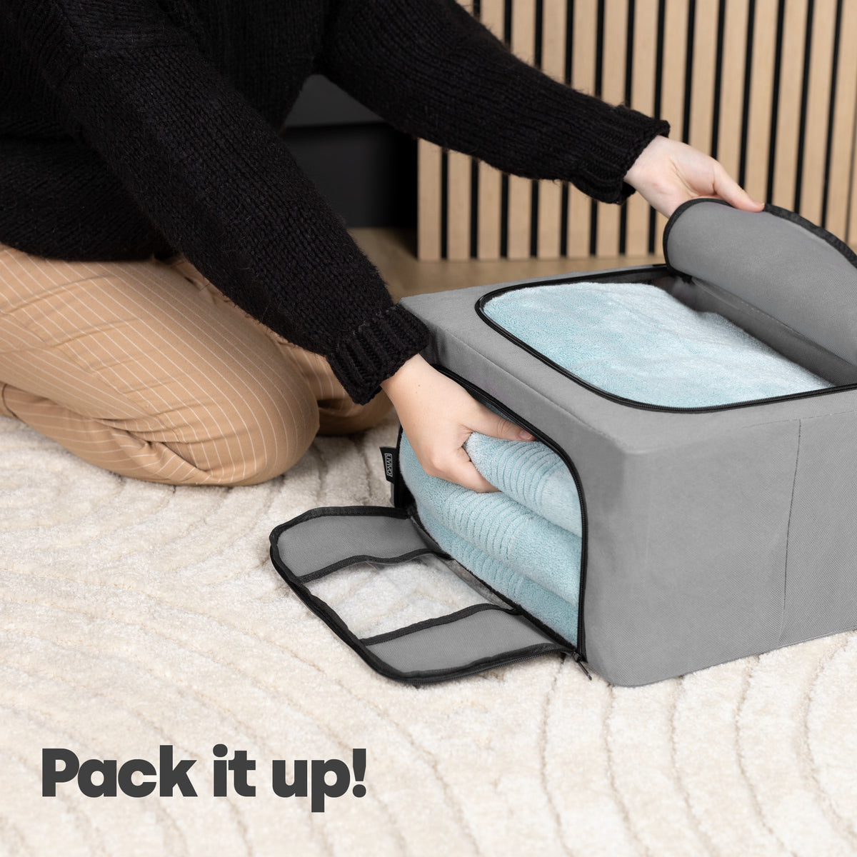 Livivo Set Of 3 Large Foldable Fabric Storage Boxes With Viewing Window
