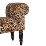 Solid Wood Leopard Print Velvet Bench