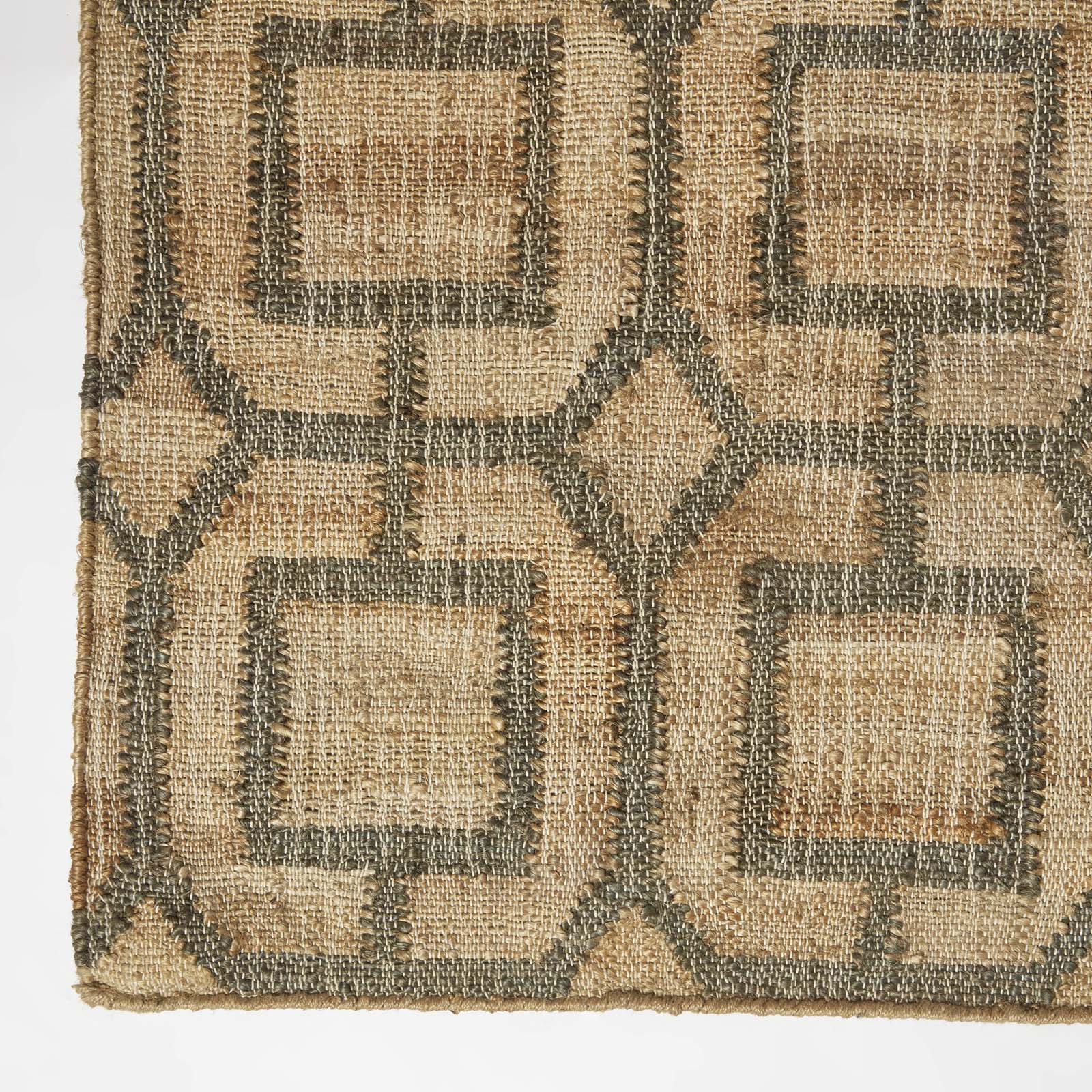 Tiran Brown Geometric Handwoven Jute Rug | 150cm x 95cm | Brown
