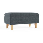 Linen Upholstered Storage Ottoman Footstool Compact Seat With Hidden Storage 71 X 37 X 34 Cm | Dark Grey