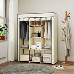 Fabric Portable Wardrobe With 8 Shelves 2 Hanging Rails | White