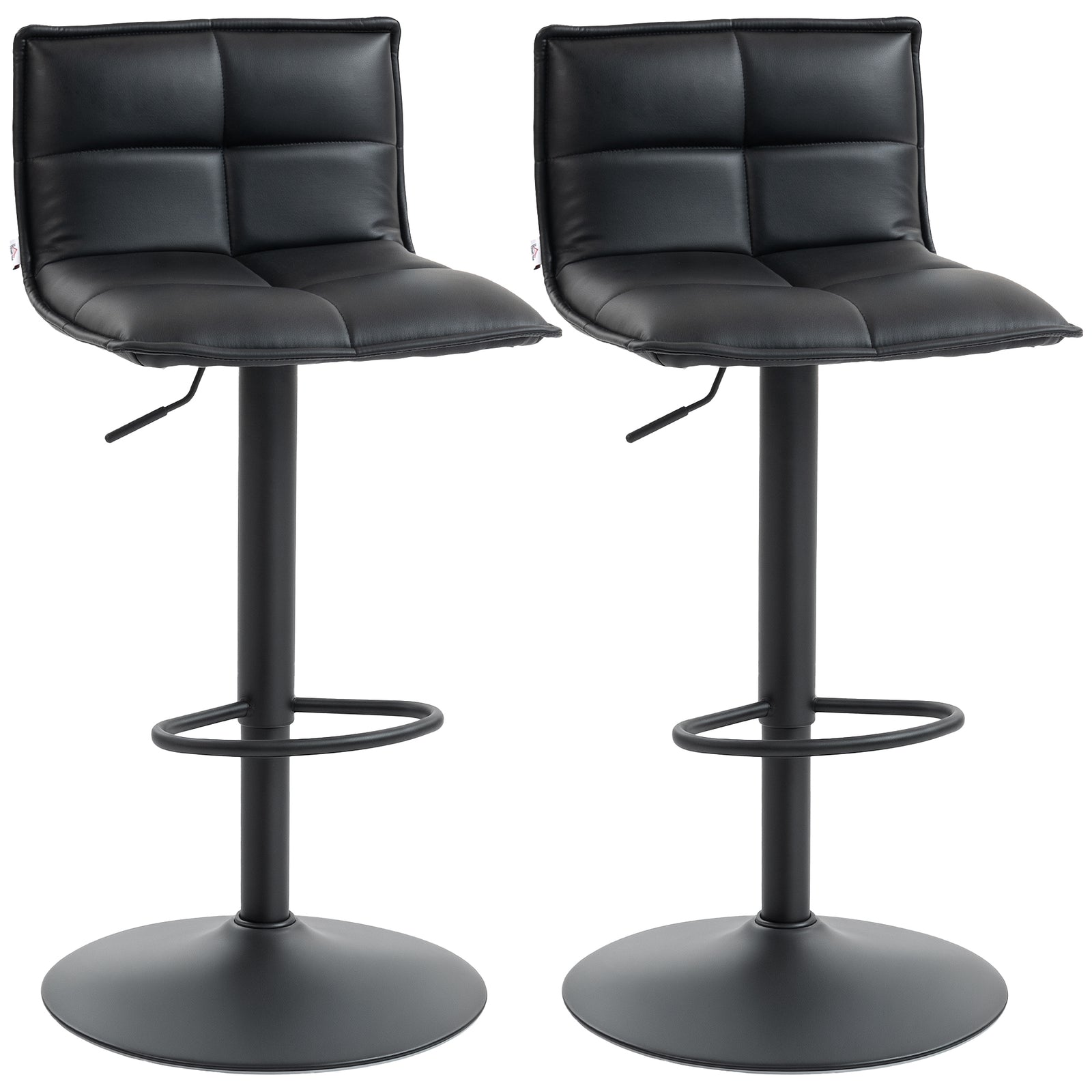 Bar Stools Set Of 2 Swivel Height Adjustable Barstools | Black