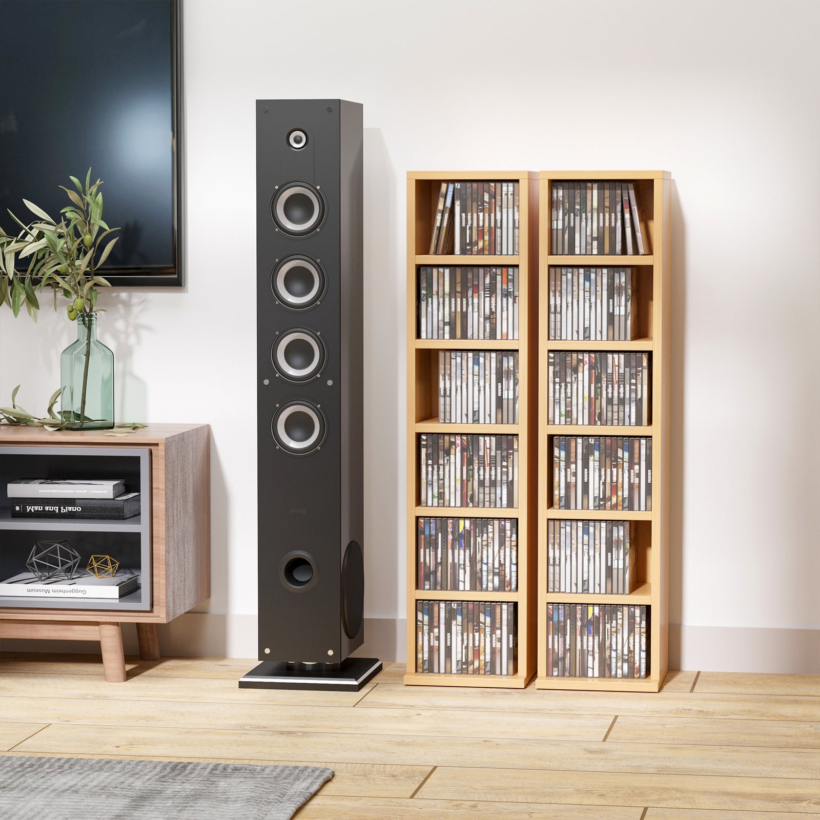 Set Of 2 Cd Storage Units With Adjustable Shelves | One Size | Natura