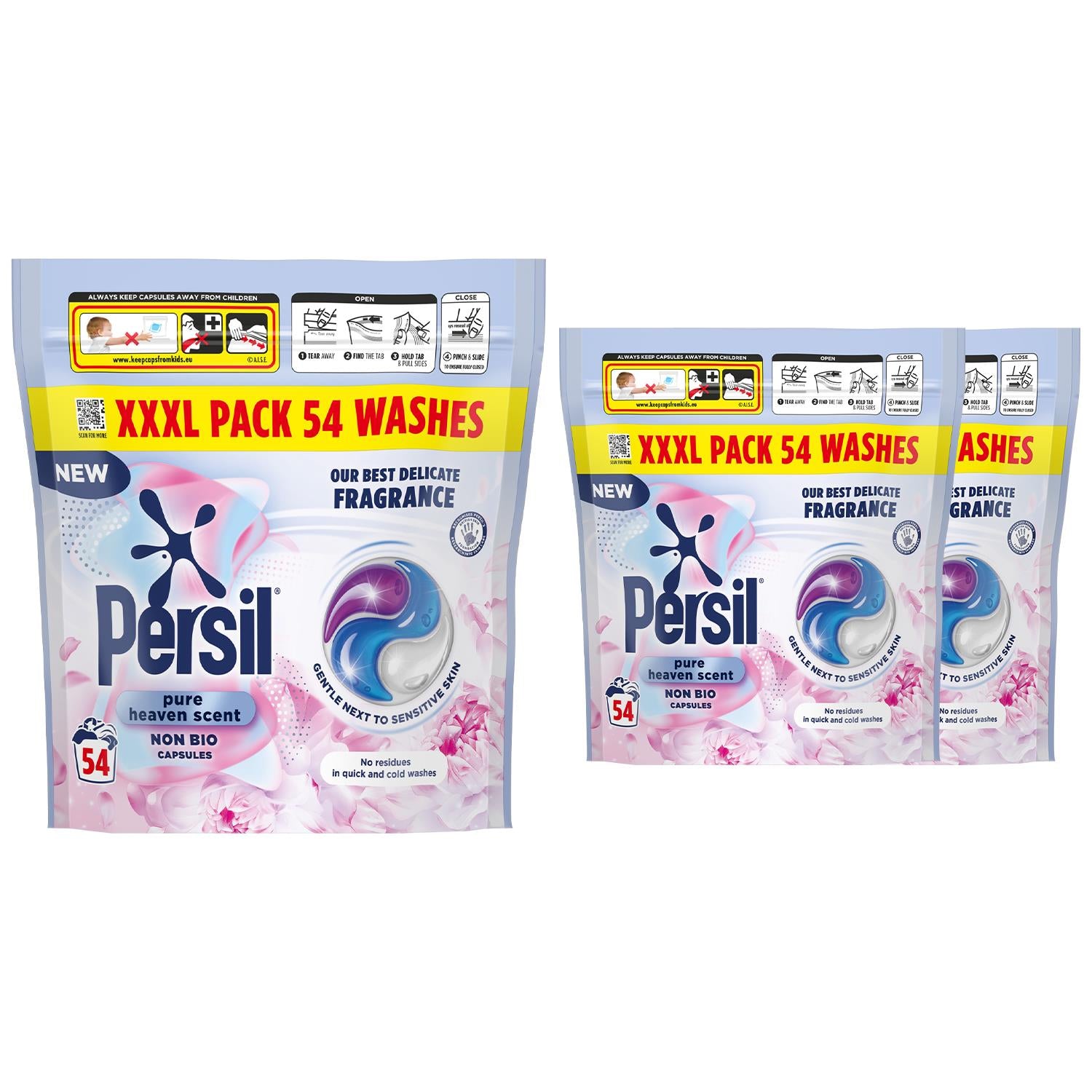 Xxl Non Bio Washing Capsules Pure Heaven Scent 54 Washes, 3 Pack