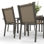 7 Pcs Garden Dining Set, Wood-plastic Table & 6 Chairs | Khaki