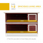 Two-tier Rabbit Hutch Large Elevated Wooden Bunny Cage W/ Removable Tray