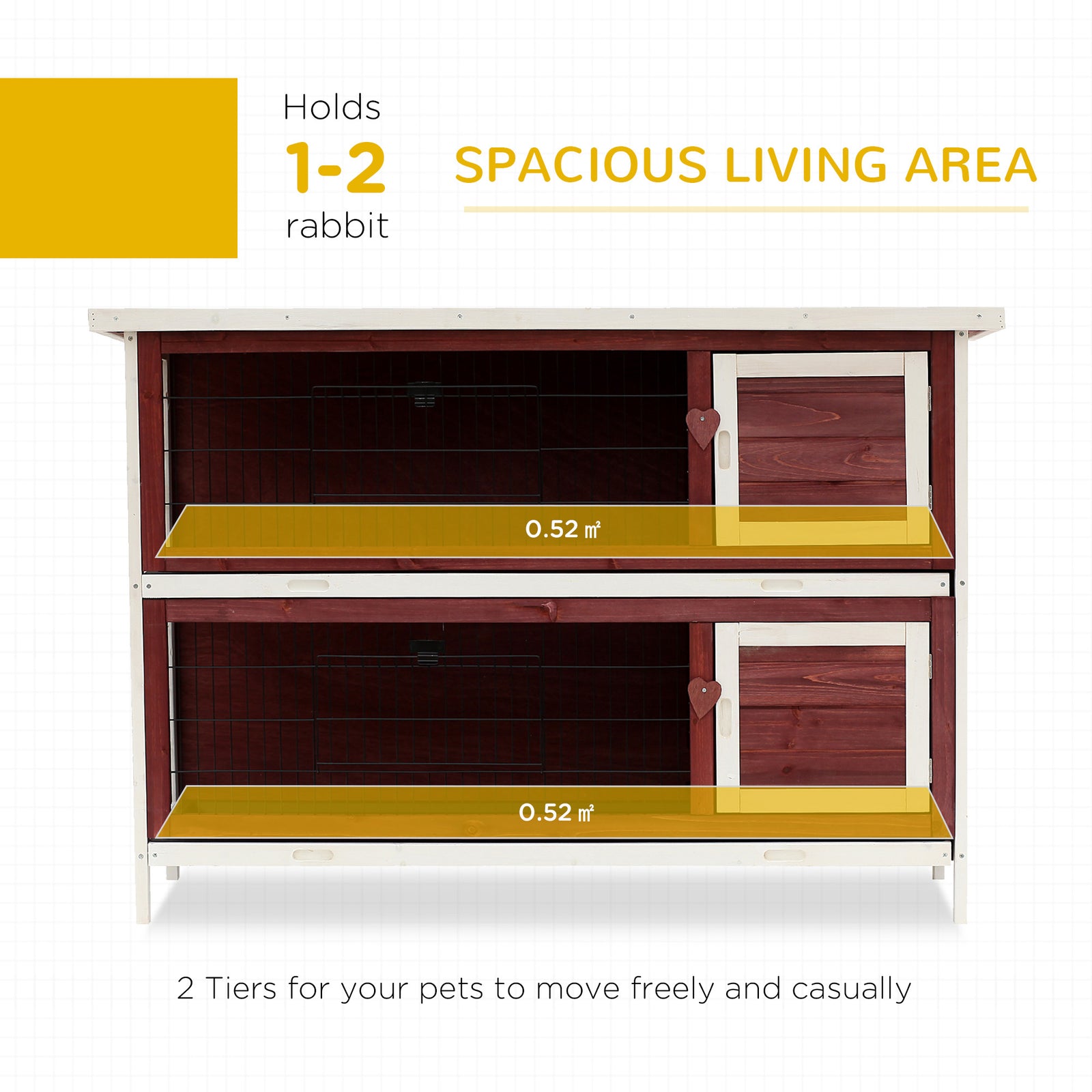 Two-tier Rabbit Hutch Large Elevated Wooden Bunny Cage W/ Removable Tray