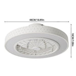 48cm Dia Led Ceiling Fan Light With App & Remote Control, Modern White Dotted Iron Ceiling Light