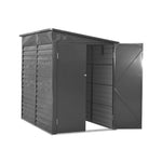 Durable Zinc Steel Metal Garden Shed 4.7×8.86ft – Waterproof Outdoor Storage House For Tools And Garden Equipment, Charcoal Black | Charcoal Black