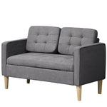 Compact Loveseat 2 Seater Sofa With Storage Wood Legs | One Size | Gray