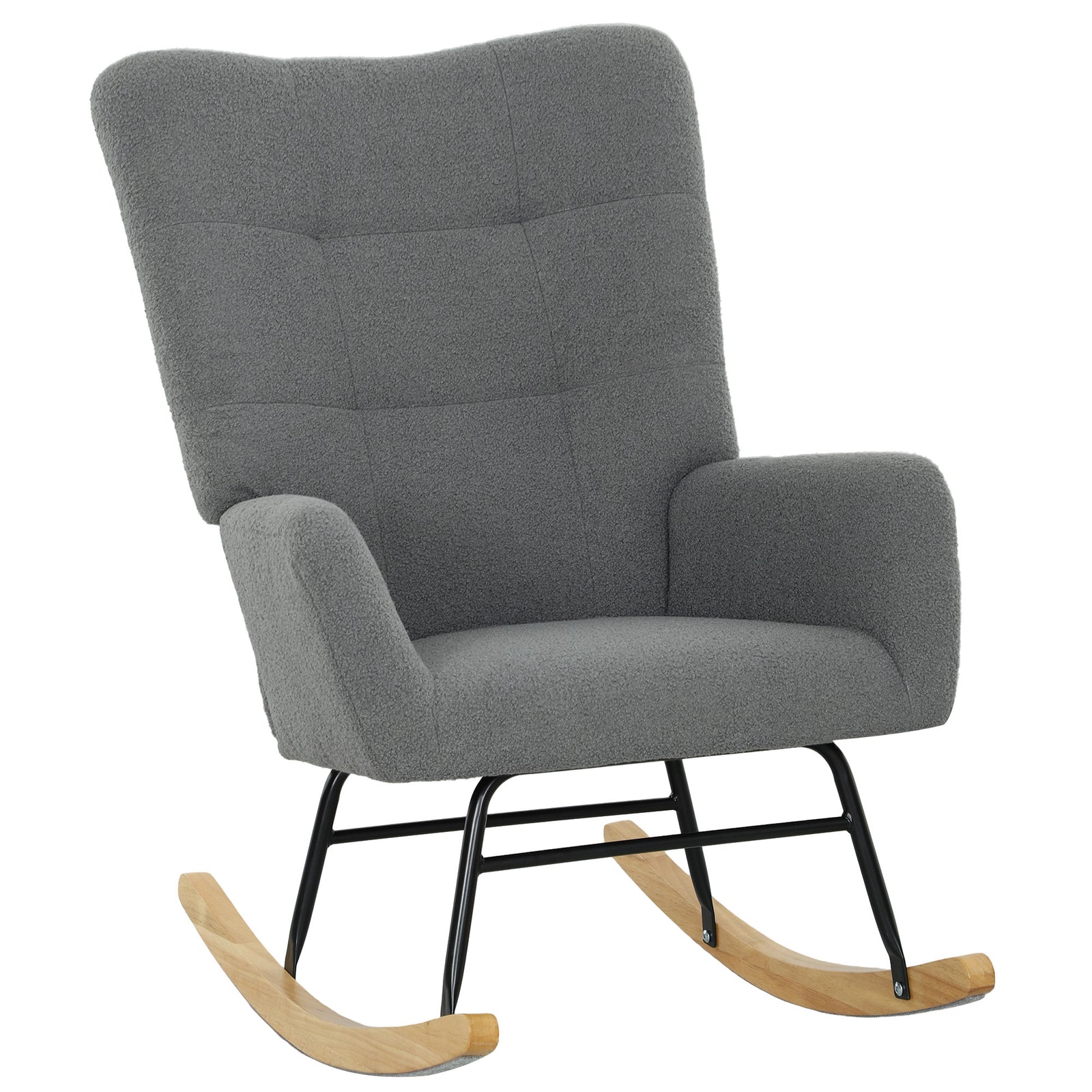 Rocking Chair, Modern Armchair With Backrest For Bedroom, Grey
