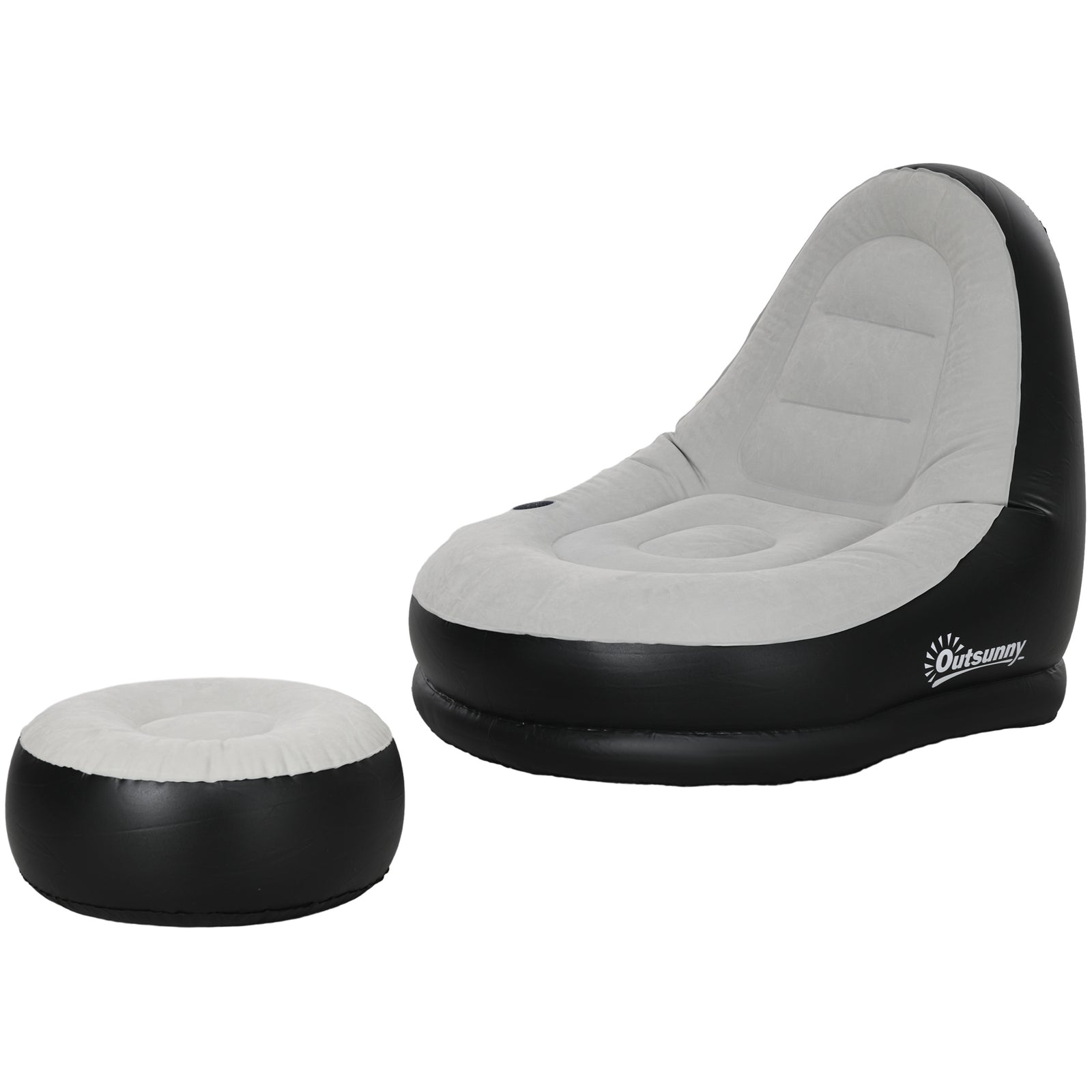 Inflatable Sofa Chair And Foot Stool For Gaming | Gray
